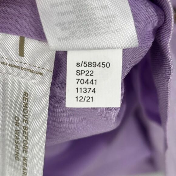 LOFT Orchid Flash Linen Button Front V-Neck Puff Sleeve Dress Size 12 Petite NWT - Picture 7 of 10